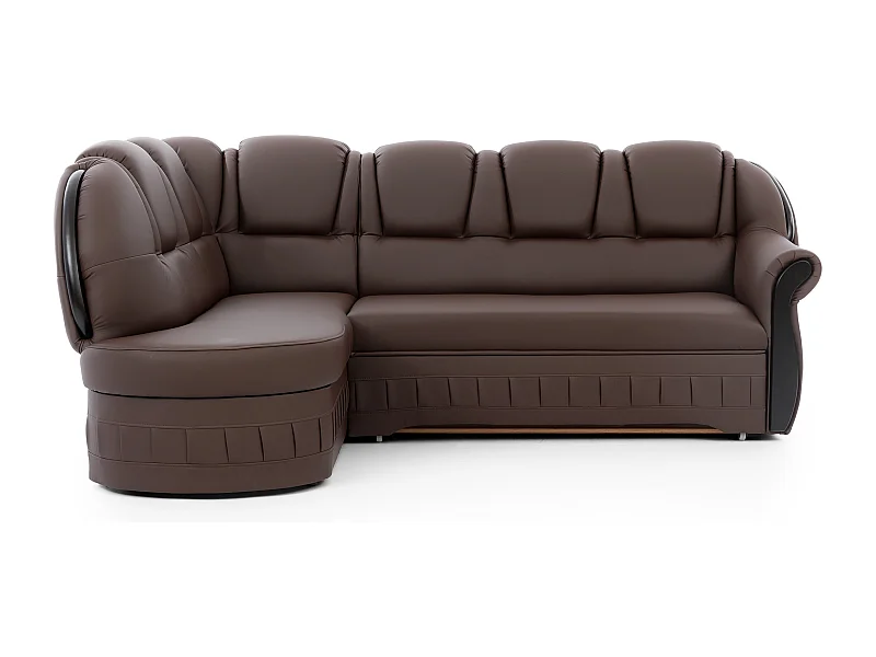 Canapé d'angle convertible avec rangement en simili cuir Majesté-Marron-angle gauche