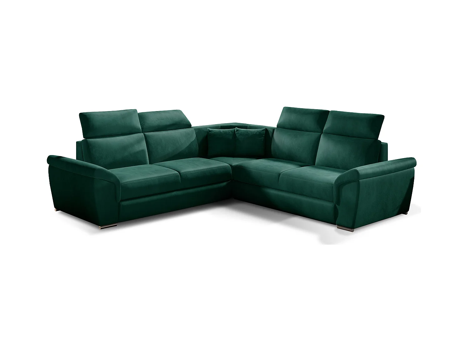 Canapé d'angle réversible et convertible velours Neo - Pieds acier chromé-Vert