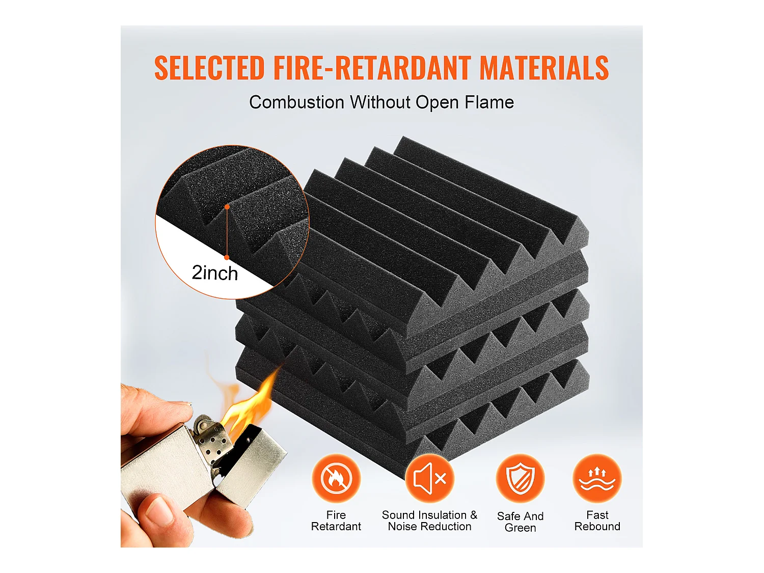 Panneaux en Mousse Acoustique SucceBuy Lot de 36 Panneaux en Mousse Acoustique 30.48 x 30.48 x 5.08 cm pour Studio