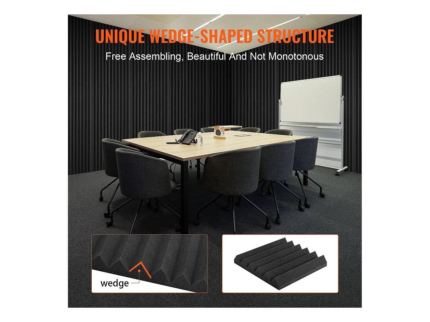 Panneaux en Mousse Acoustique SucceBuy Lot de 36 Panneaux en Mousse Acoustique 30.48 x 30.48 x 5.08 cm pour Studio