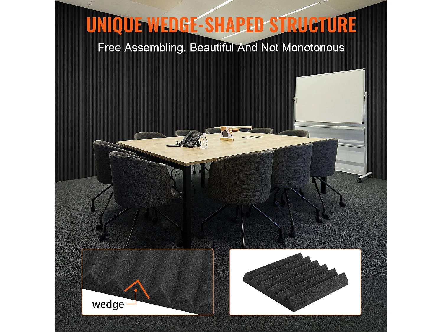 Panneaux en Mousse Acoustique SucceBuy Lot de 36 Panneaux en Mousse Acoustique 30.48 x 30.48 x 5.08 cm pour Studio