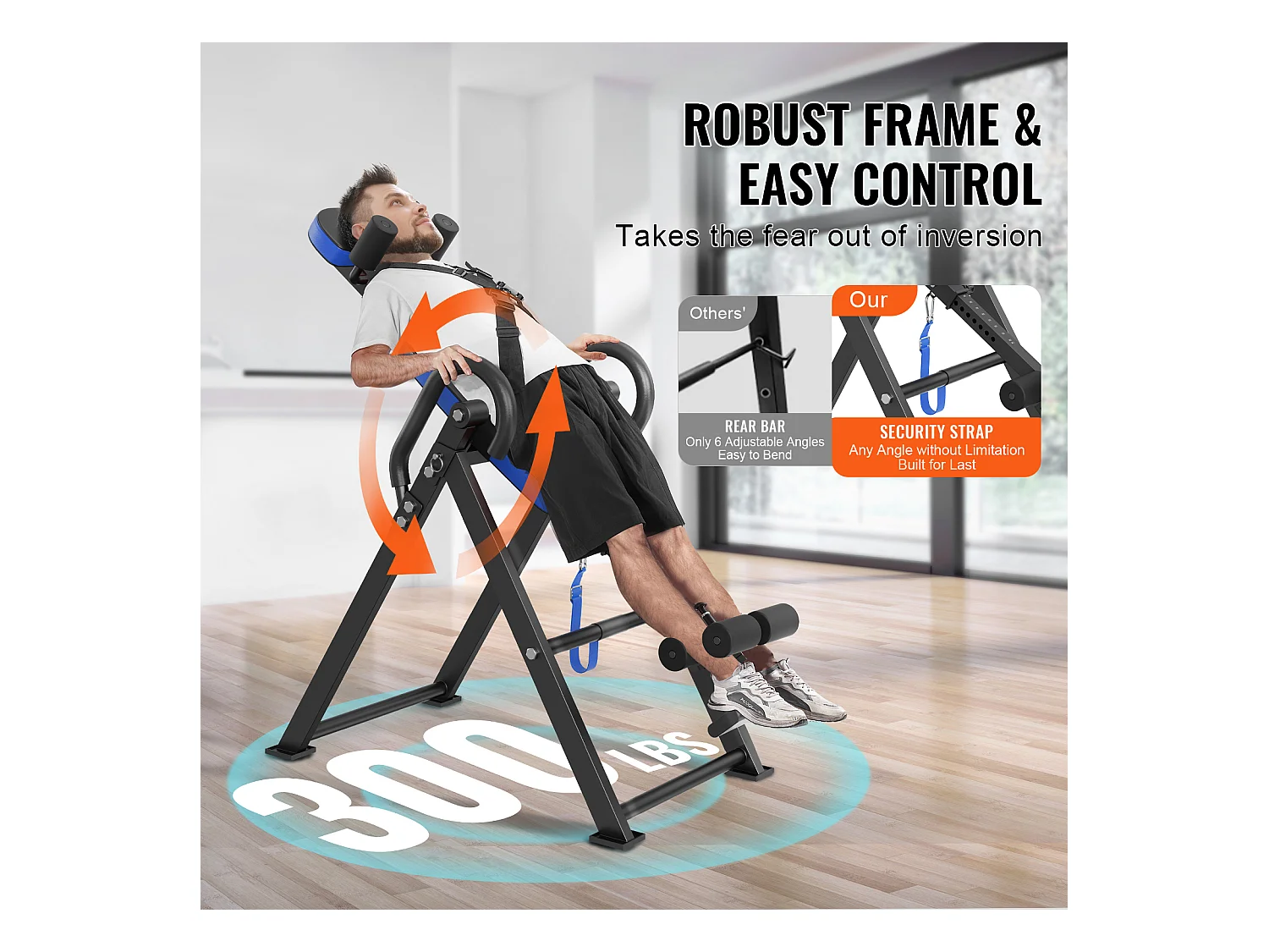 Table d'Inversion SucceBuy Capacité de 136 kg, Équipement de Musculation Pliable, Bleu/Noir