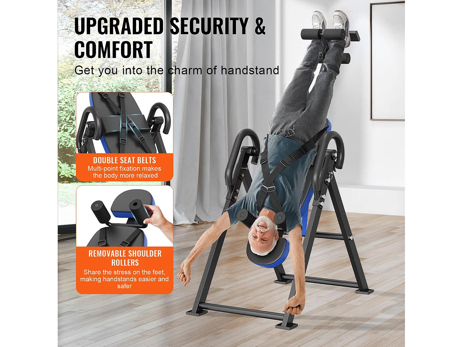 Table d'Inversion SucceBuy Capacité de 136 kg, Équipement de Musculation Pliable, Bleu/Noir