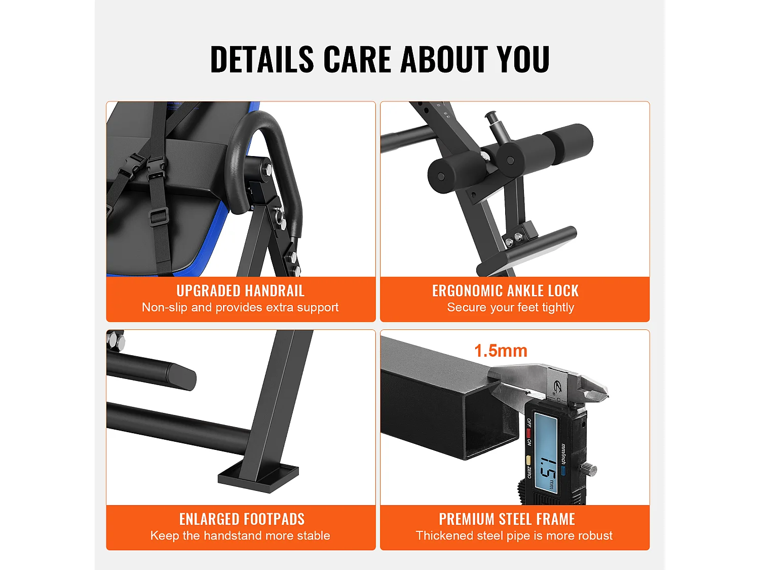 Table d'Inversion SucceBuy Capacité de 136 kg, Équipement de Musculation Pliable, Bleu/Noir