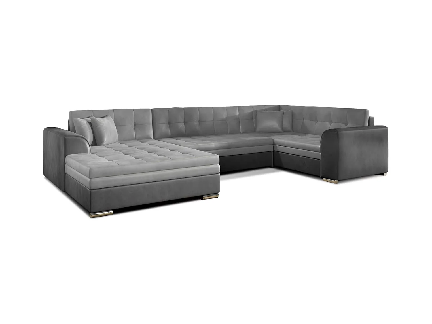 DIANO fluwelen panoramische slaapbank-Kleur Lichtgrijs/grijs-Dagbed Naar links