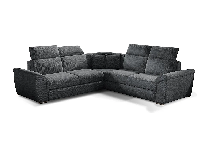 Canapé d'angle réversible et convertible tissu Neo - Pieds acier chromé-Gris foncé