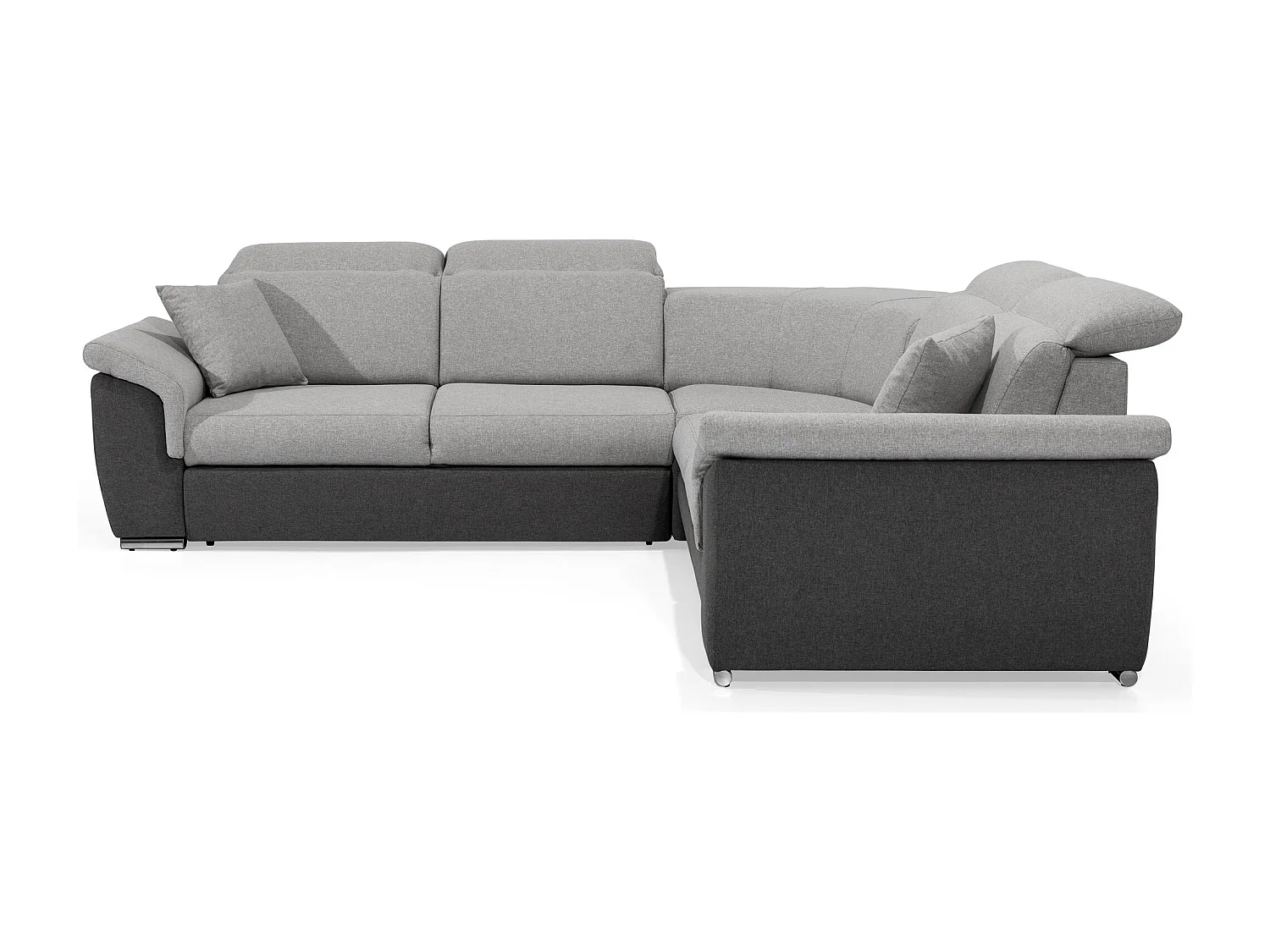 Canapé d'angle réversible et convertible tissu Neo - Pieds acier chromé-Gris foncé