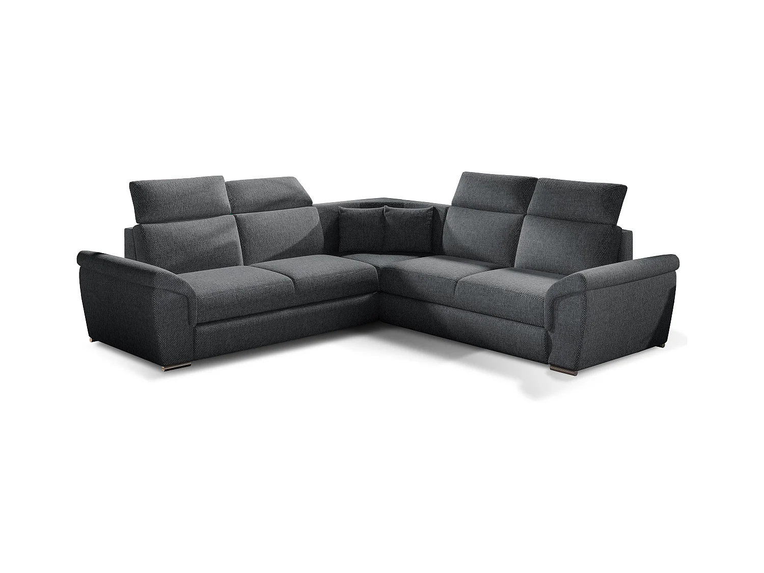 Canapé d'angle réversible et convertible tissu Neo - Pieds acier chromé-Gris foncé