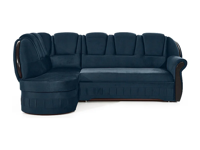 Canapé d'angle convertible avec rangement en velours Majesté-Bleu foncé-angle gauche