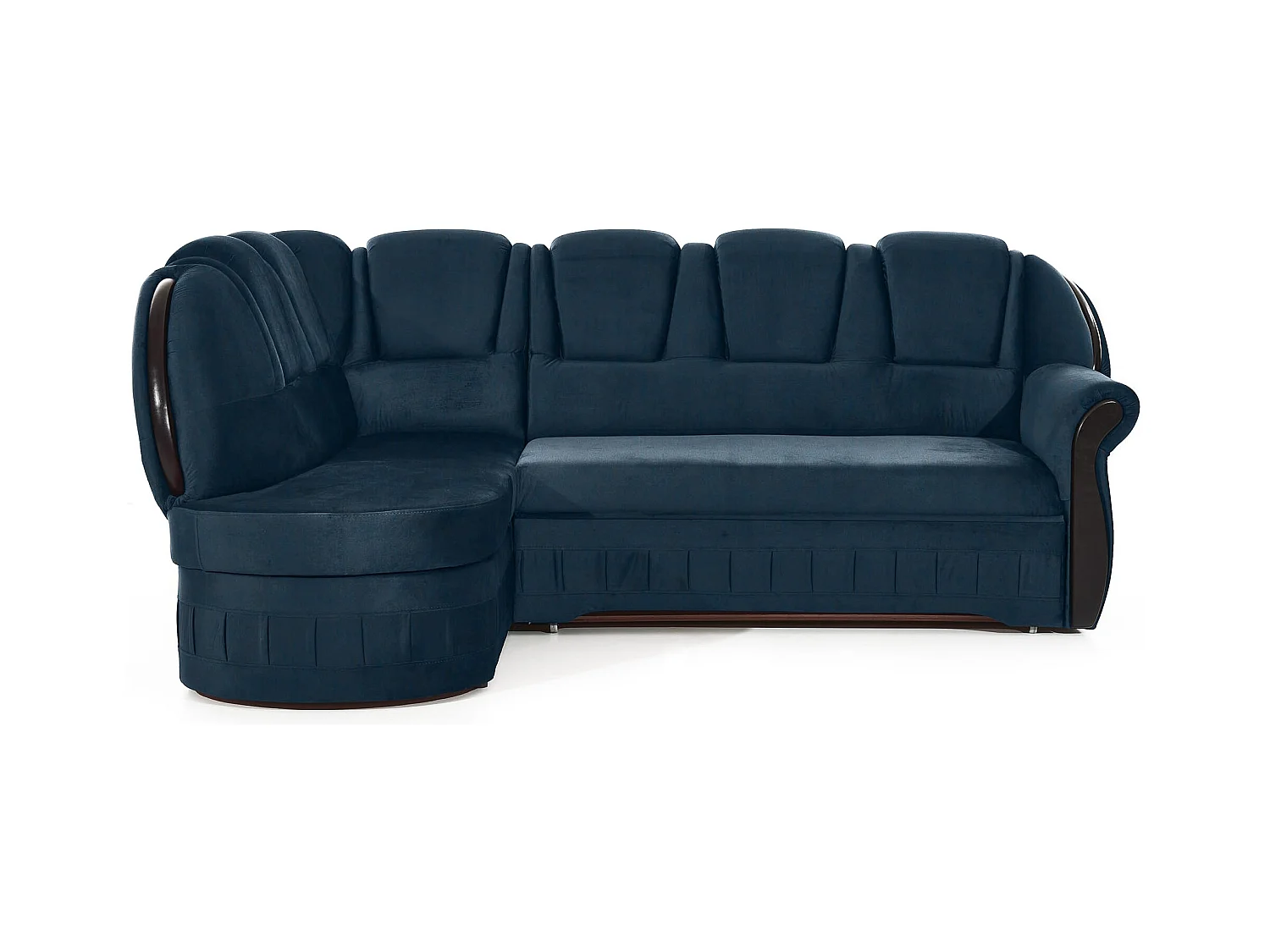 Canapé d'angle convertible avec rangement en velours Majesté-Bleu foncé-angle gauche