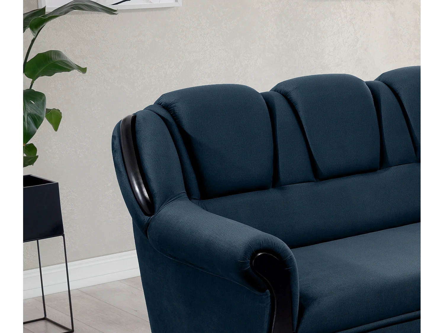 Canapé d'angle convertible avec rangement en velours Majesté-Bleu foncé-angle gauche