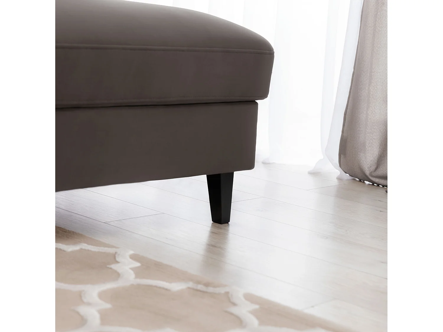 Canapé d'angle convertible velours appuis-tête réglables ASTORIA - Coffre et pieds bois noir-Marron-angle droit