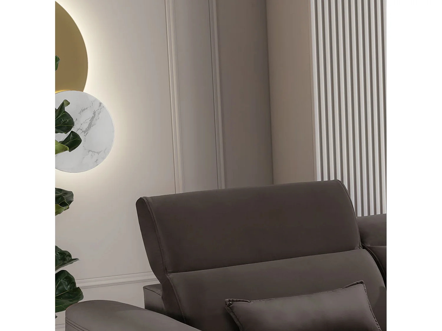 Canapé d'angle convertible velours appuis-tête réglables ASTORIA - Coffre et pieds bois noir-Marron-angle droit