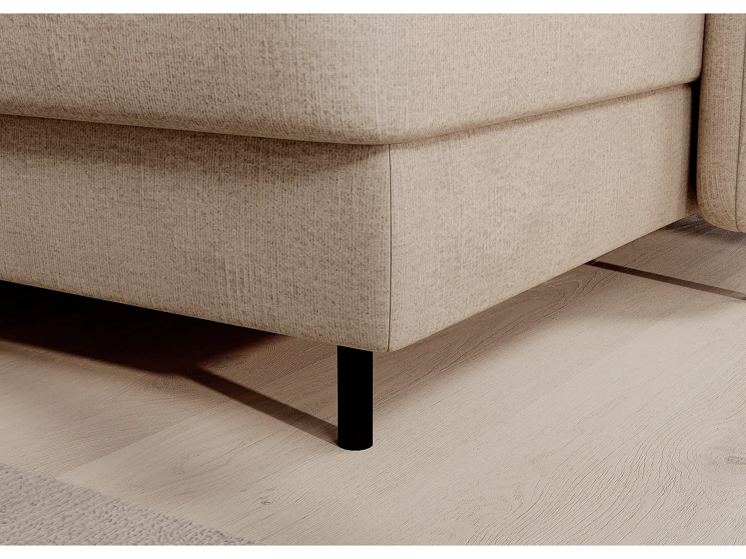 Canapé panoramique convertible BENTO en tissu avec coffre de rangement-Beige clair-angle droit