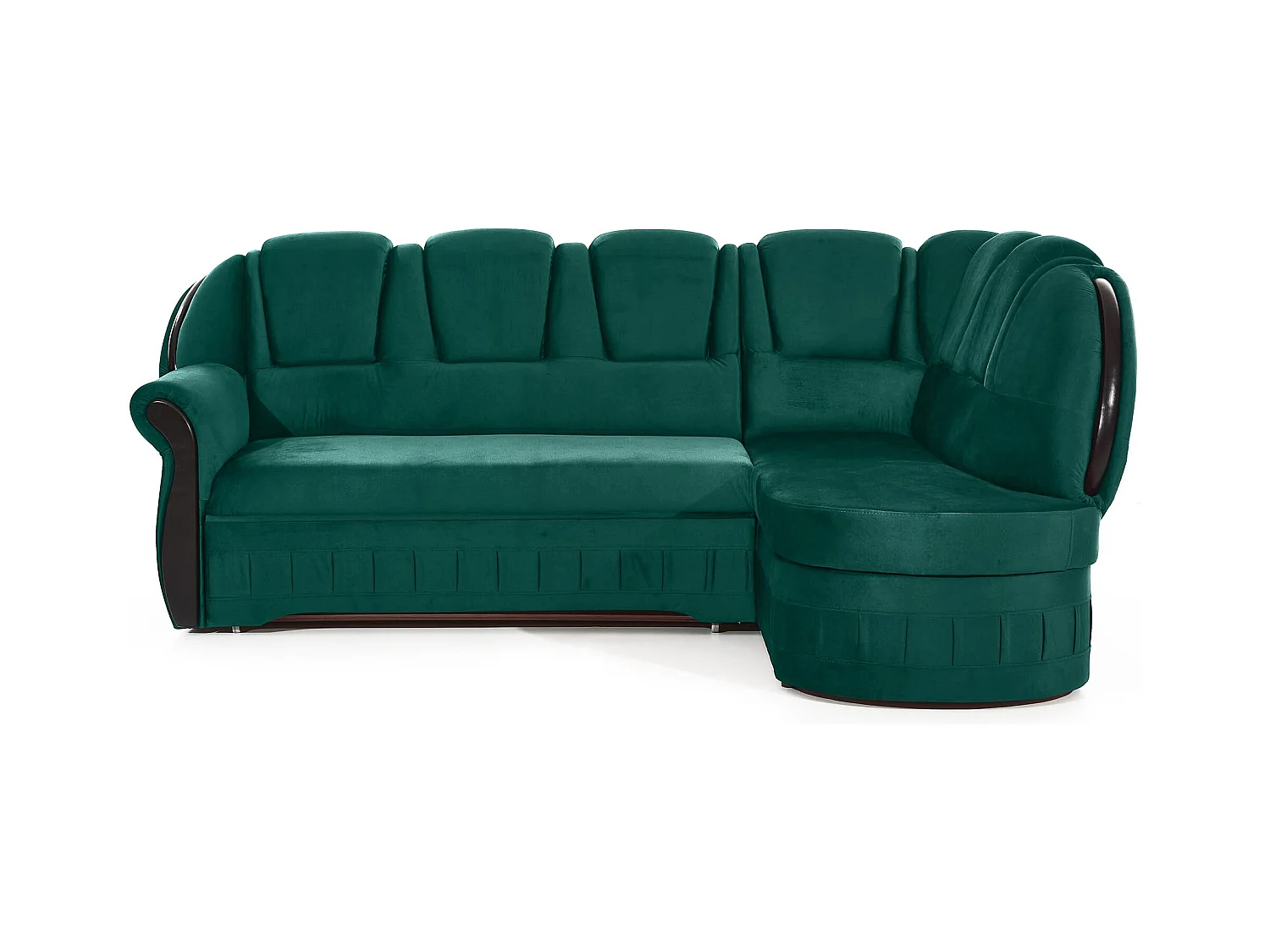 Canapé d'angle convertible avec rangement en velours Majesté-Vert-angle droit