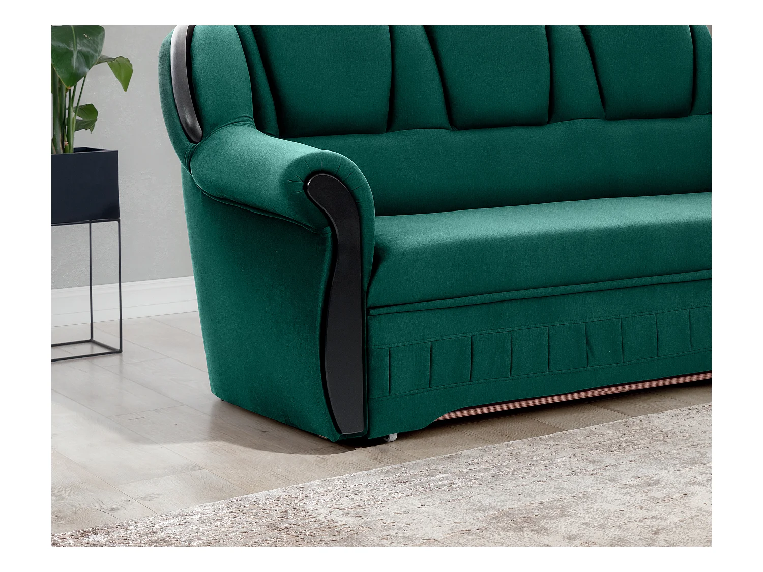 Canapé d'angle convertible avec rangement en velours Majesté-Vert-angle droit