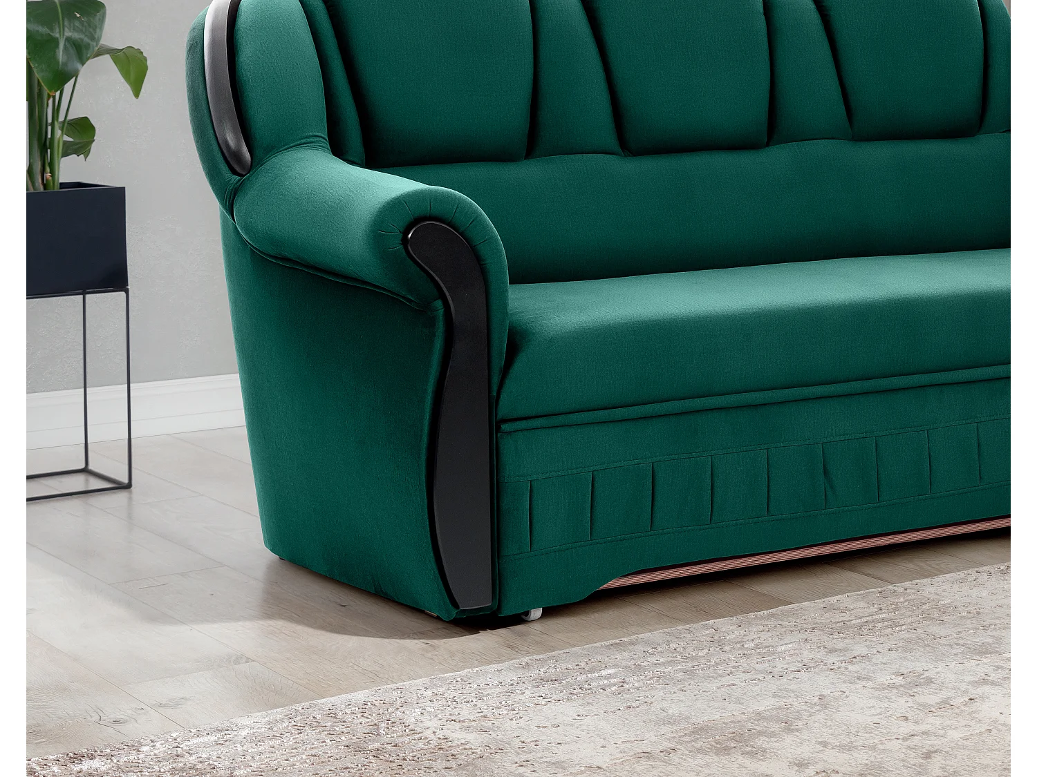 Canapé d'angle convertible avec rangement en velours Majesté-Vert-angle droit