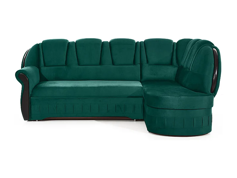 Canapé d'angle convertible avec rangement en velours Majesté-Vert-angle droit