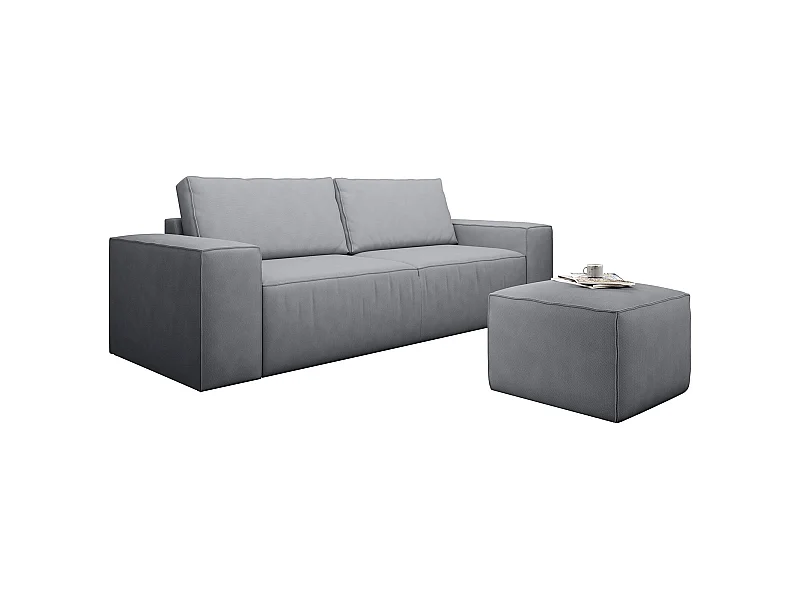 Grand canapé convertible en tissu WILACE - Confort moderne et élégant-Gris clair