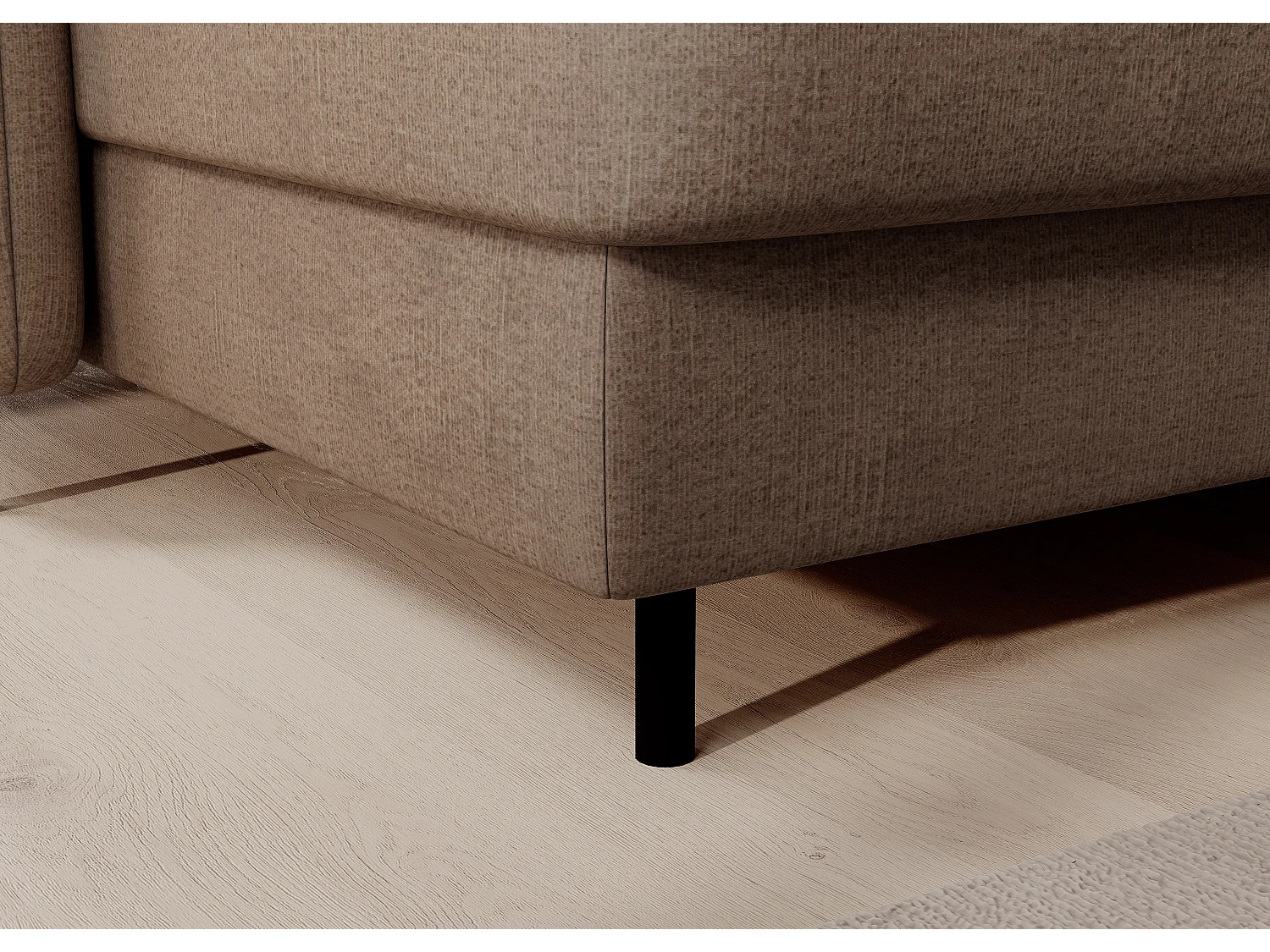 Canapé panoramique convertible BENTO en tissu avec coffre de rangement-Marron clair-angle gauche