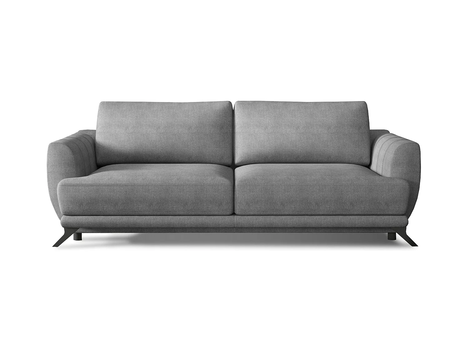 Canapé convertible en tissu MAGY - Design minimaliste avec pieds métal noir-Gris clair