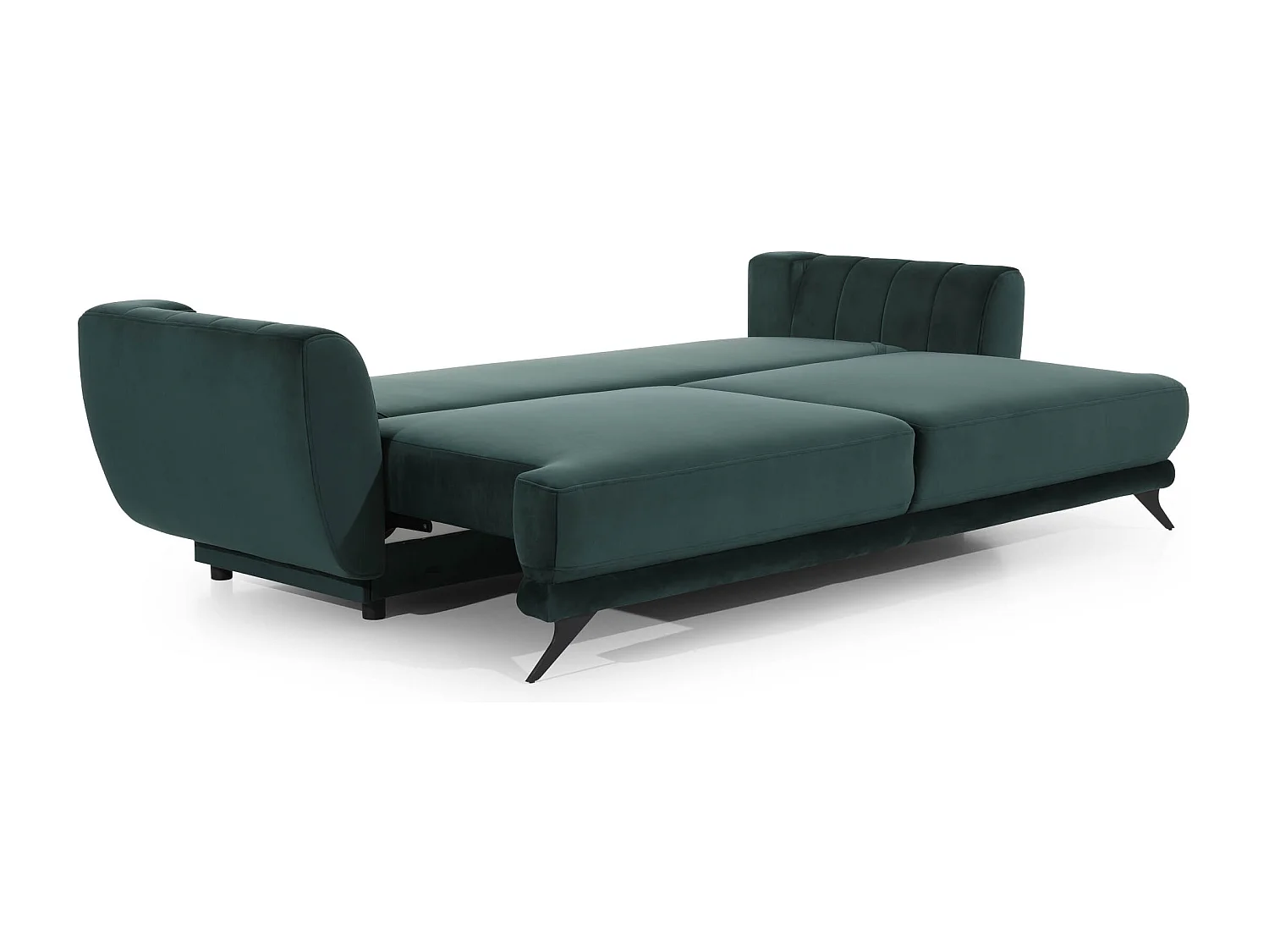 Canapé convertible en tissu MAGY - Design minimaliste avec pieds métal noir-Gris clair