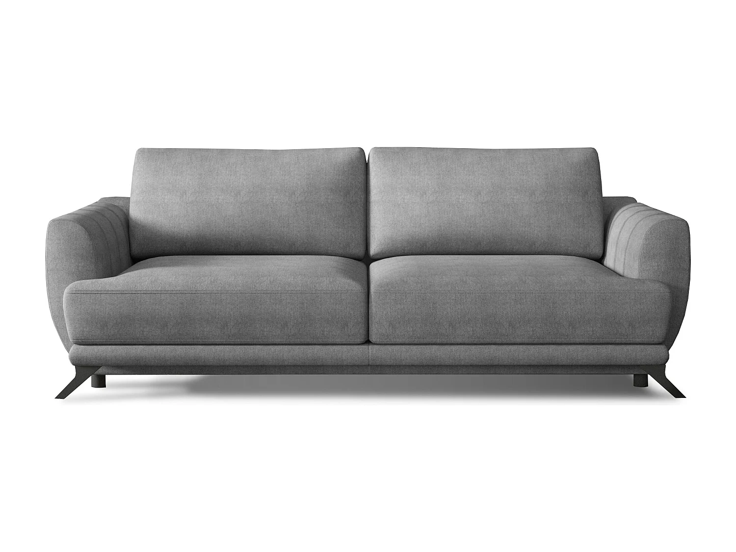 Canapé convertible en tissu MAGY - Design minimaliste avec pieds métal noir-Gris clair