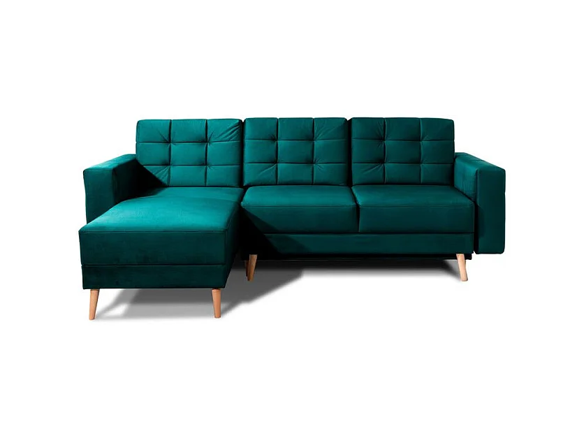 Canapé d'angle convertible et réversible velours ANSKA - Pieds bois naturel-Violet