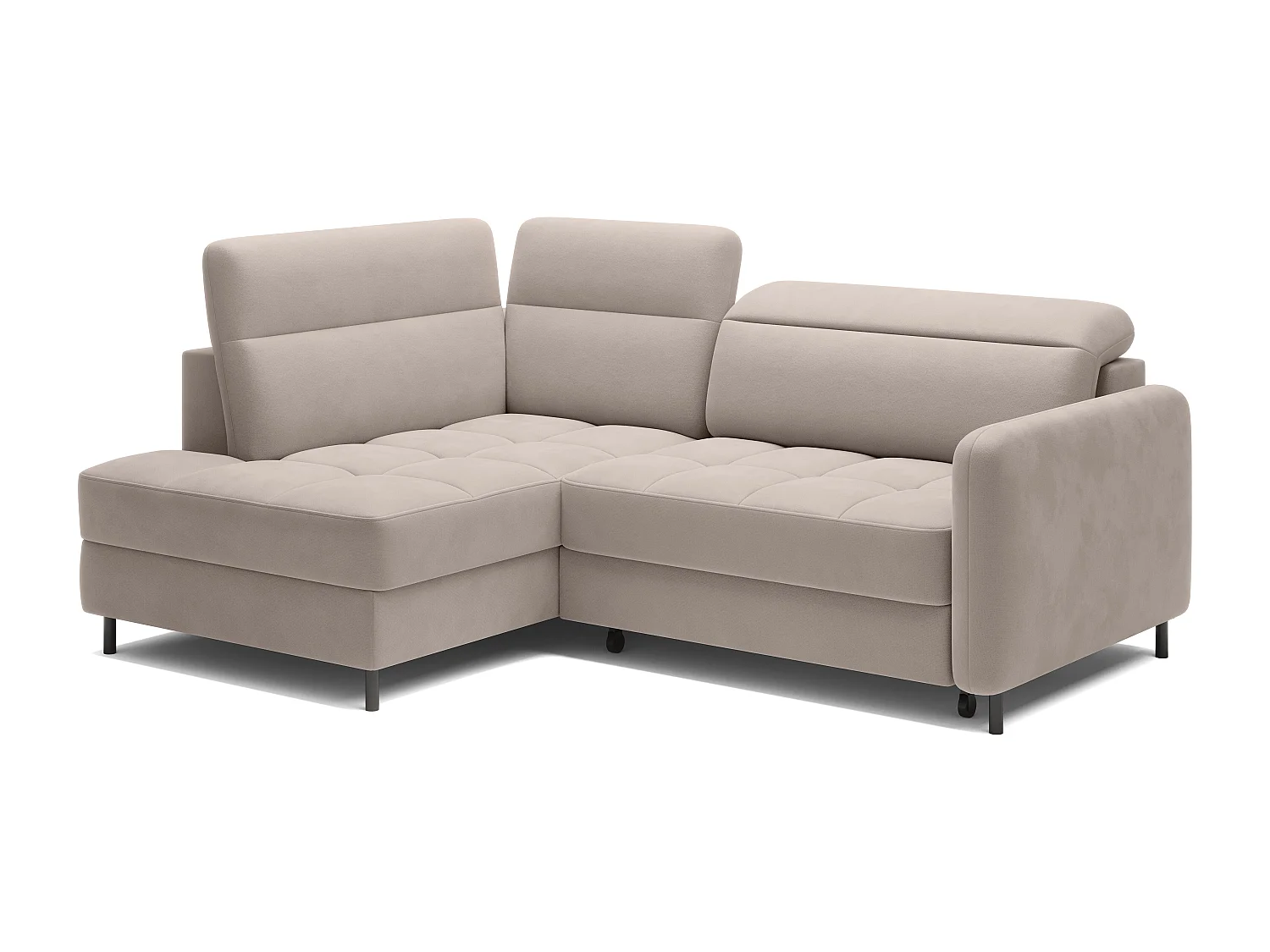 Petit canapé d'angle en tissu convertible avec coffre BOREA 208cm-Taupe-angle gauche