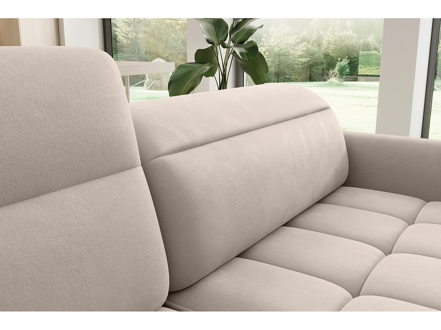 Petit canapé d'angle en tissu convertible avec coffre BOREA 208cm-Taupe-angle gauche