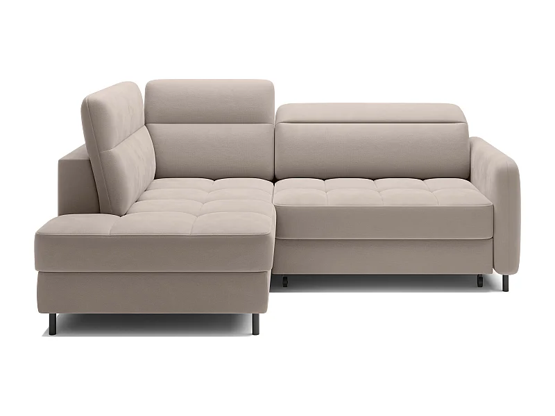 Petit canapé d'angle en tissu convertible avec coffre BOREA 208cm-Taupe-angle gauche