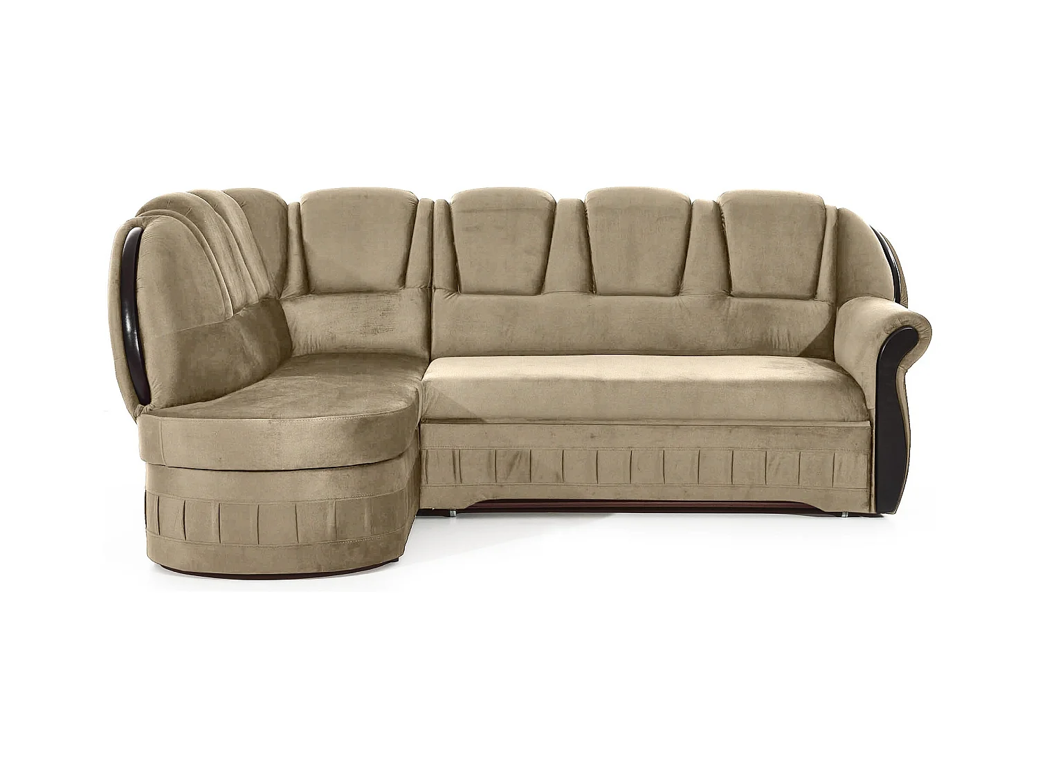 Canapé d'angle convertible avec rangement en velours Majesté-Marron clair-angle gauche