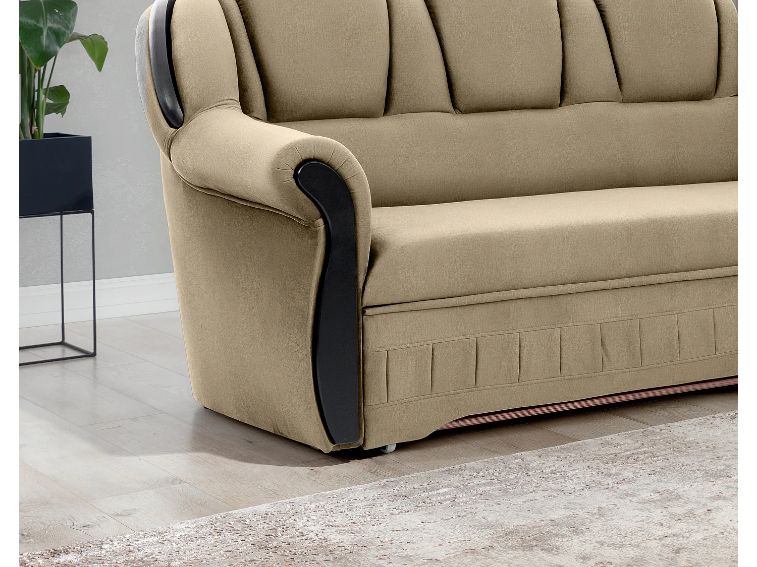 Canapé d'angle convertible avec rangement en velours Majesté-Marron clair-angle gauche