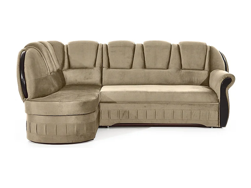 Canapé d'angle convertible avec rangement en velours Majesté-Marron clair-angle gauche