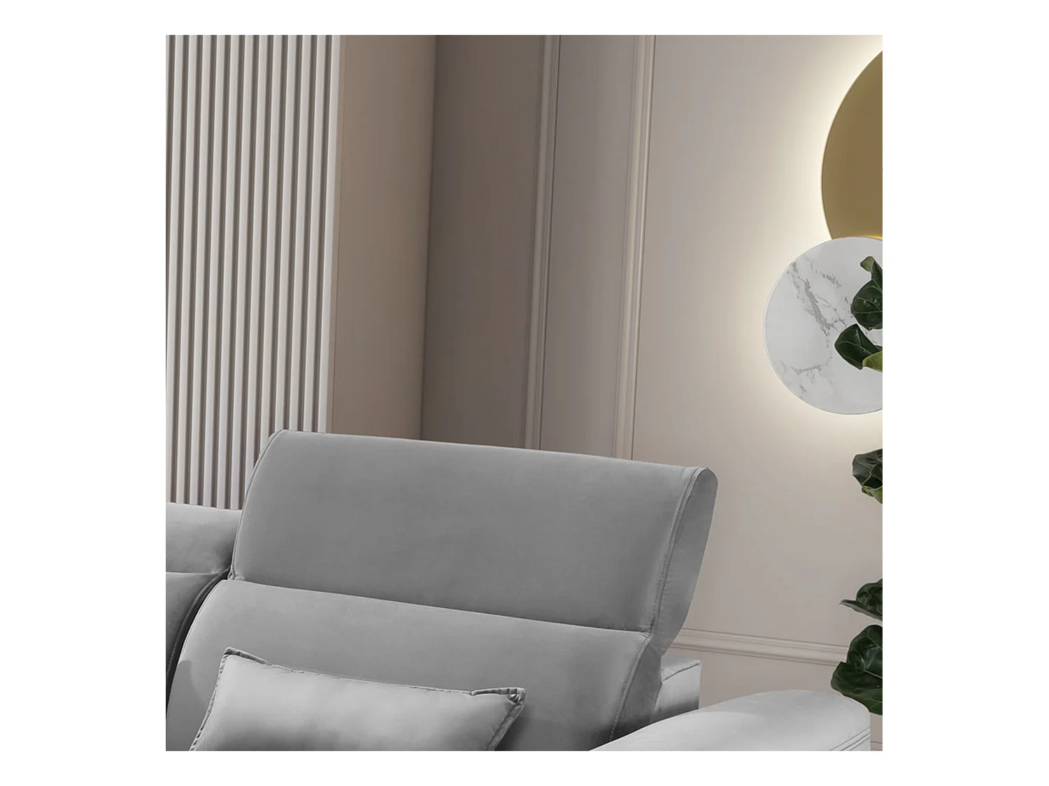 Canapé d'angle convertible velours appuis-tête réglables ASTORIA - Coffre et pieds bois noir-Gris clair-angle gauche