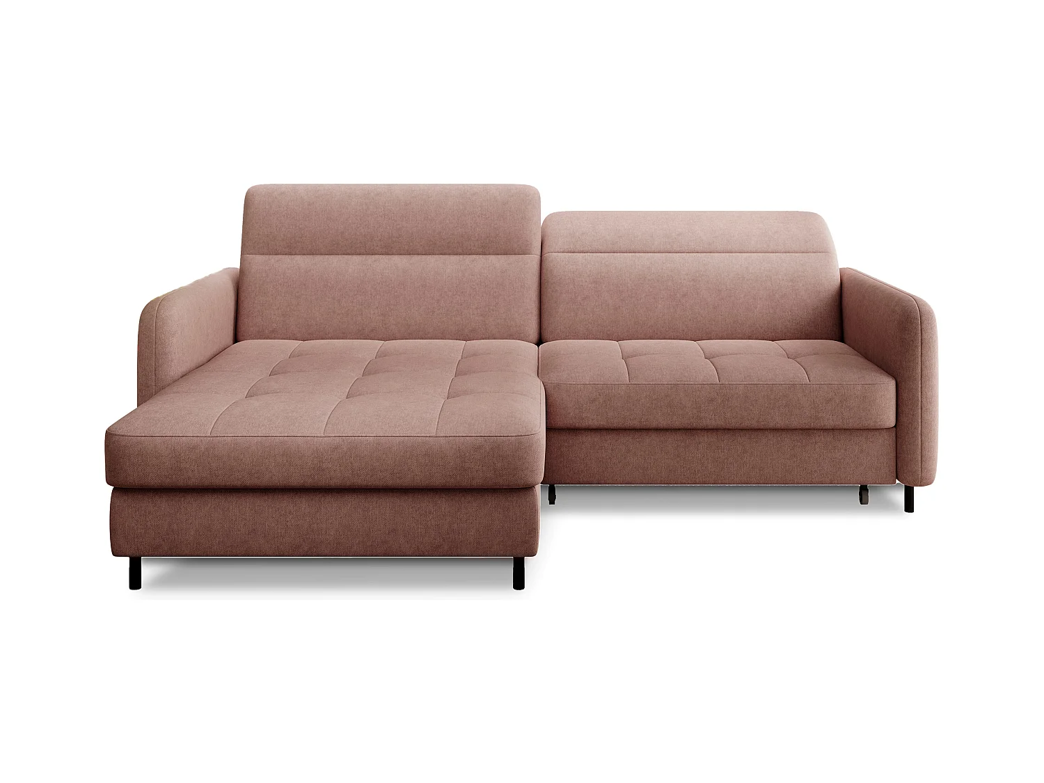 Petit canapé d’angle convertible tissu Kunder-Saumon-angle gauche