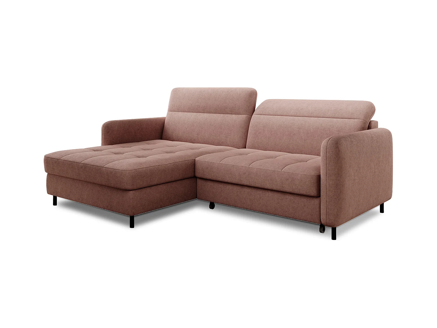 Petit canapé d’angle convertible tissu Kunder-Saumon-angle gauche