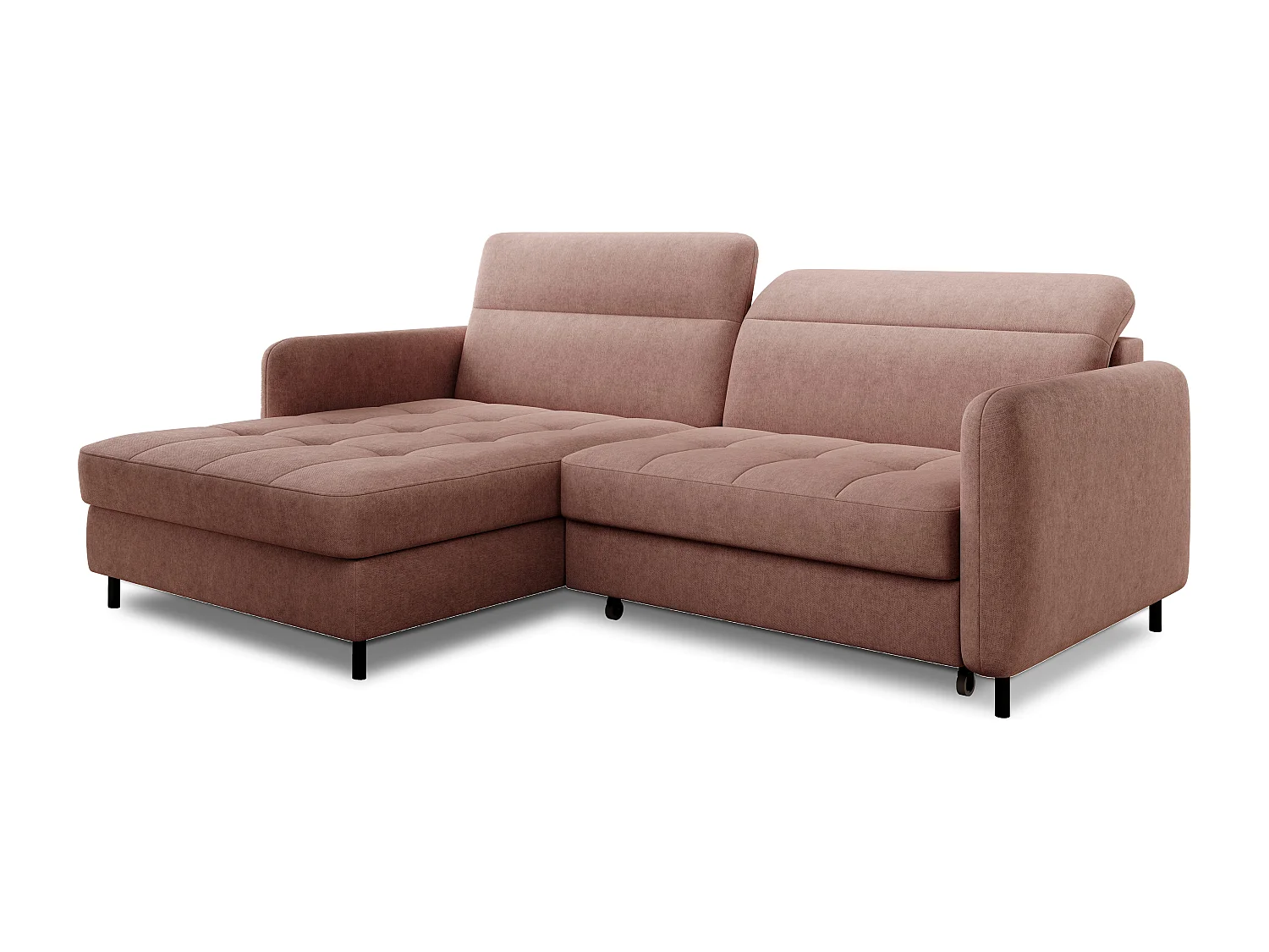 Petit canapé d’angle convertible tissu Kunder-Saumon-angle gauche