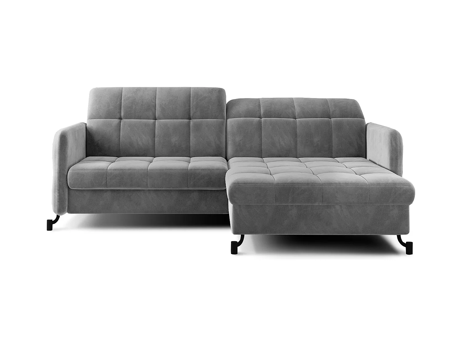 Canapé d'angle convertible velours avec coffre de rangement LORI-Marron foncé-angle gauche