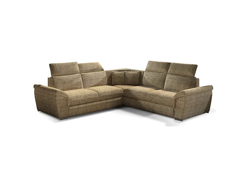 Canapé d'angle réversible et convertible tissu Neo - Pieds acier chromé-Beige chiné