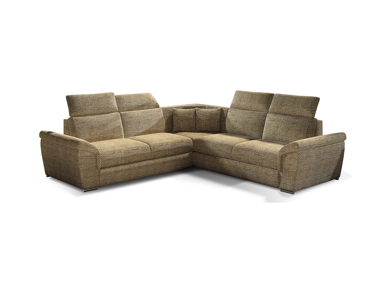 Canapé d'angle réversible et convertible tissu Neo - Pieds acier chromé-Beige chiné