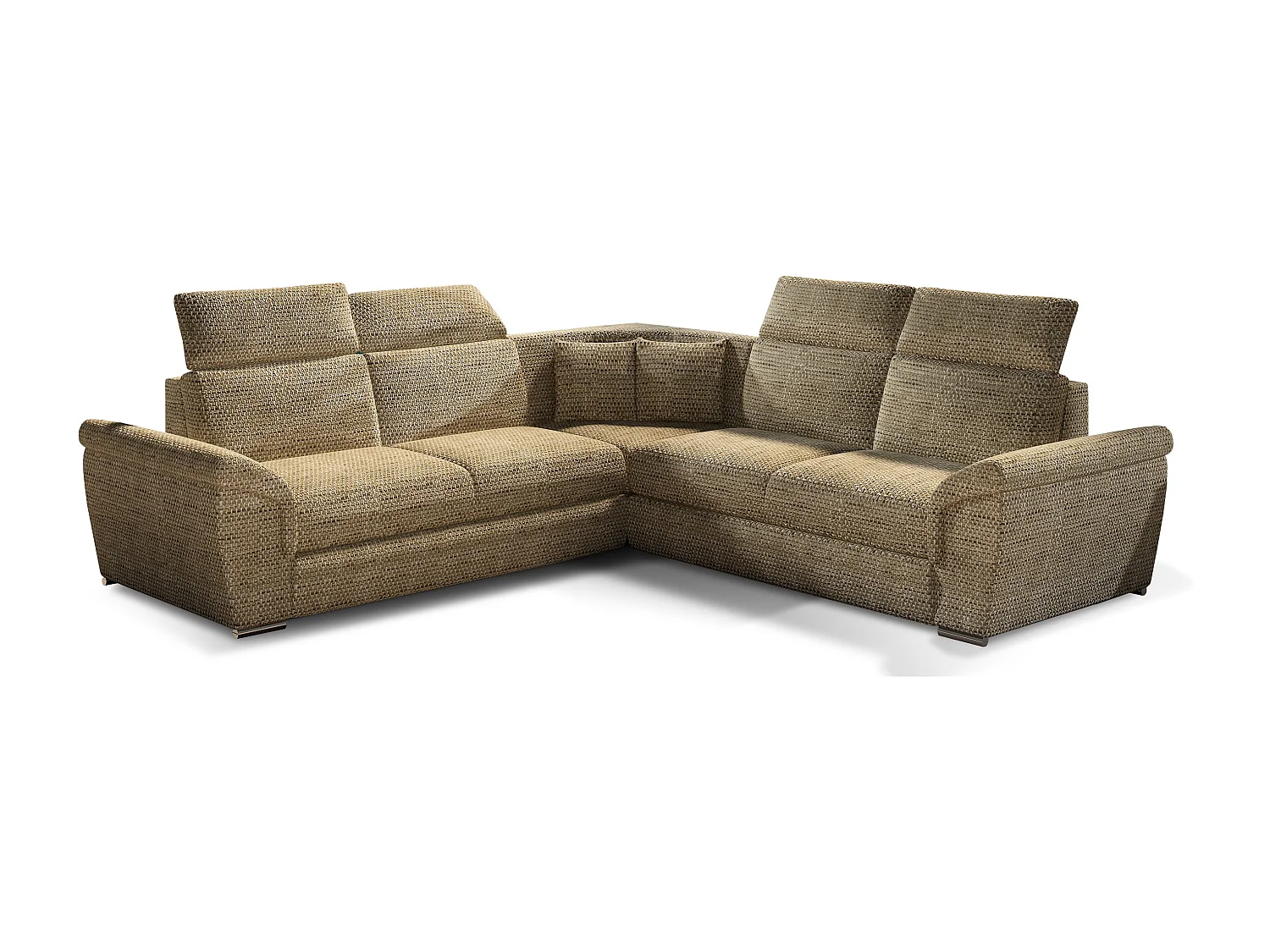 Canapé d'angle réversible et convertible tissu Neo - Pieds acier chromé-Beige chiné