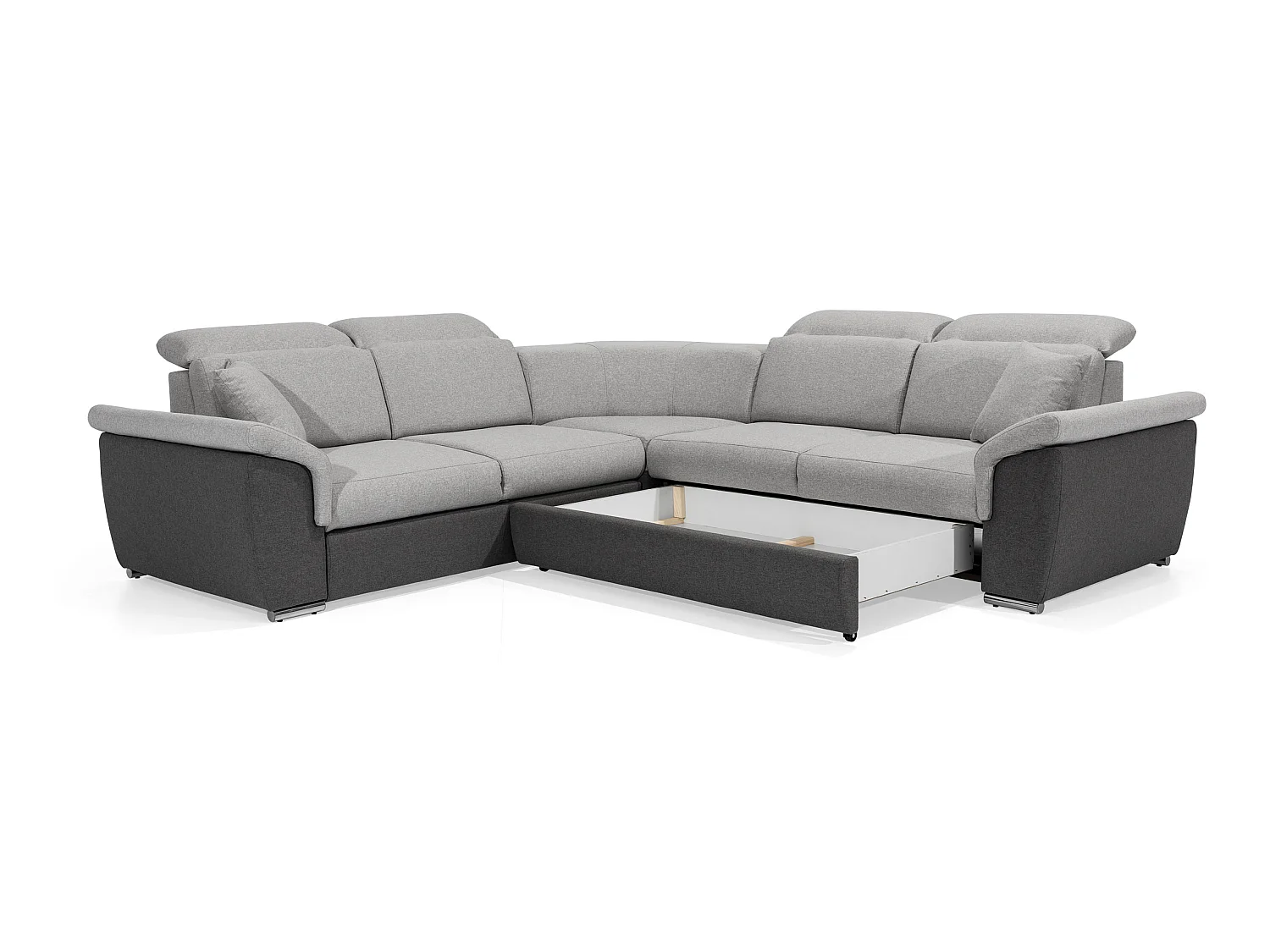 Canapé d'angle réversible convertible 5 places en tissu chine beige NEO