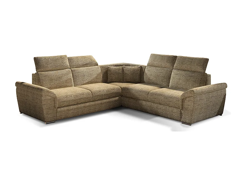 Canapé d'angle réversible et convertible tissu Neo - Pieds acier chromé-Beige chiné