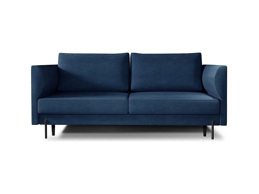 Canapé convertible en tissu ROBBY – Rangement et pieds métal noir-Bleu turquin