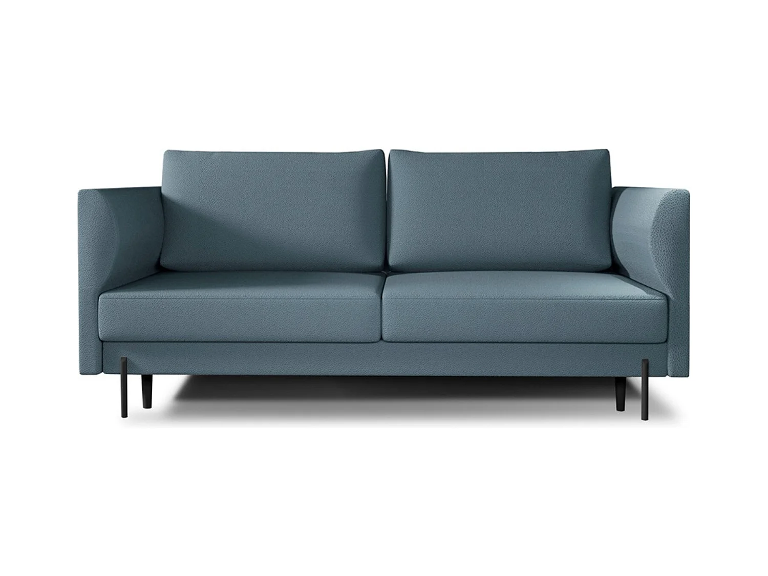 Canapé convertible en tissu ROBBY – Rangement et pieds métal noir-Bleu turquin