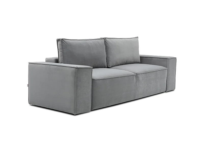 Gran sofá convertible de terciopelo WILACE - Comodidad moderna y elegante-Color Perla gris