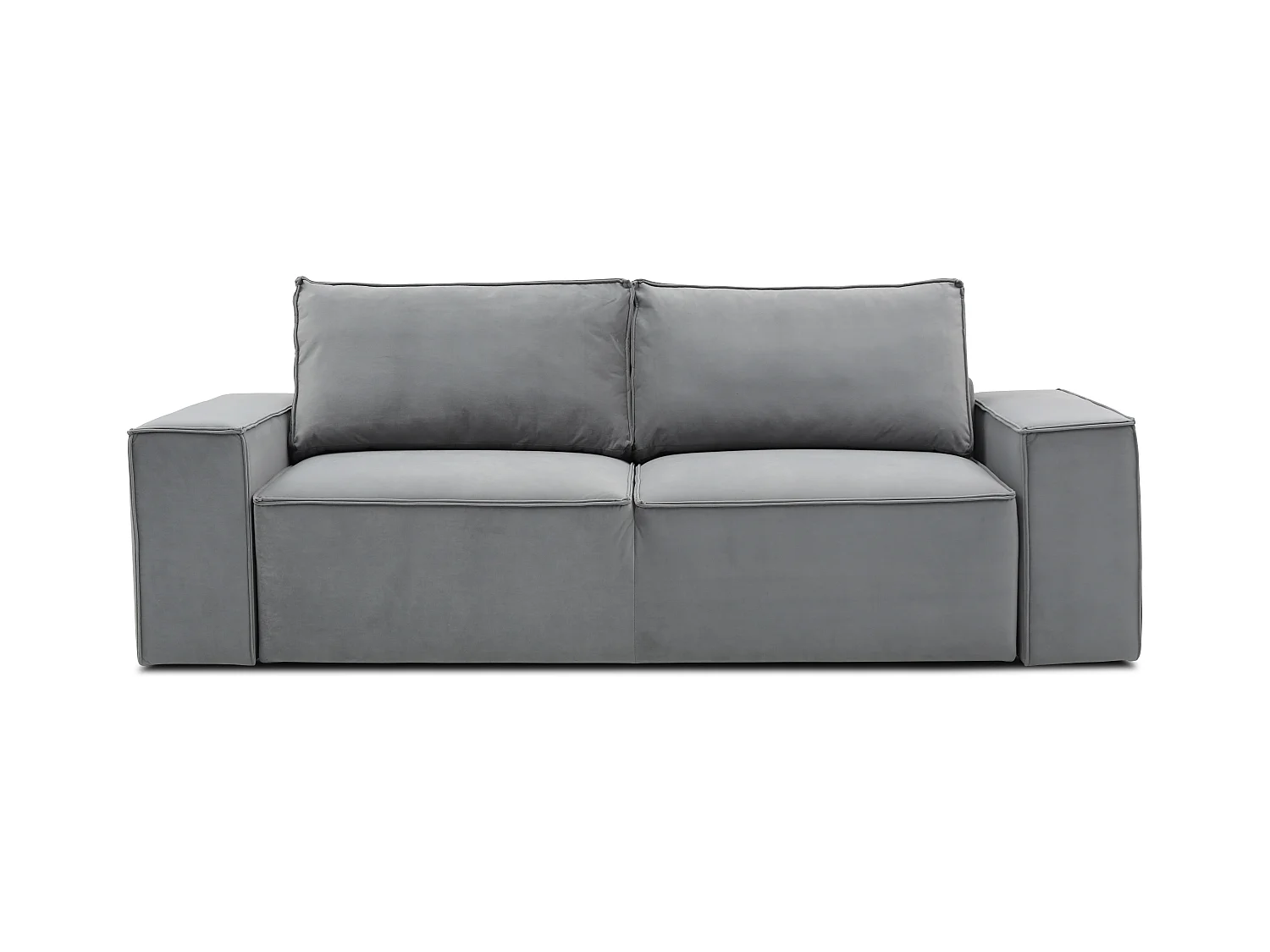 Grand canapé convertible en velours WILACE - Confort moderne et élégant-Gris perle