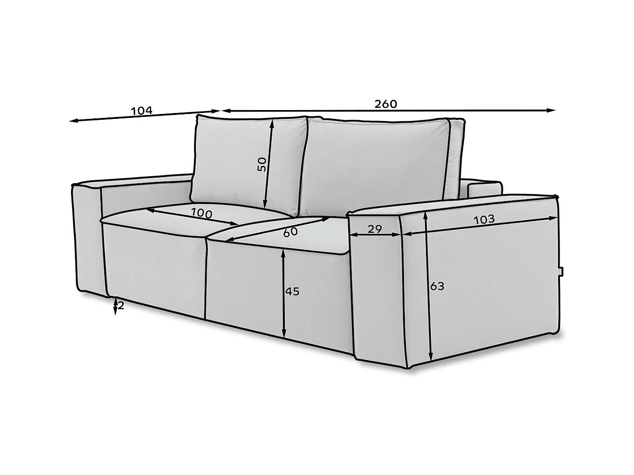 Grand canapé convertible en velours WILACE - Confort moderne et élégant-Gris perle