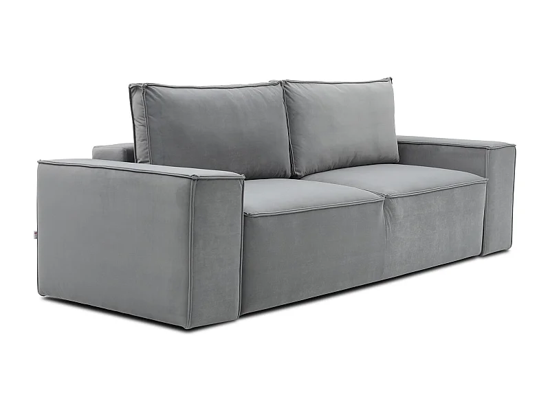 Grand canapé convertible en velours WILACE - Confort moderne et élégant-Gris perle